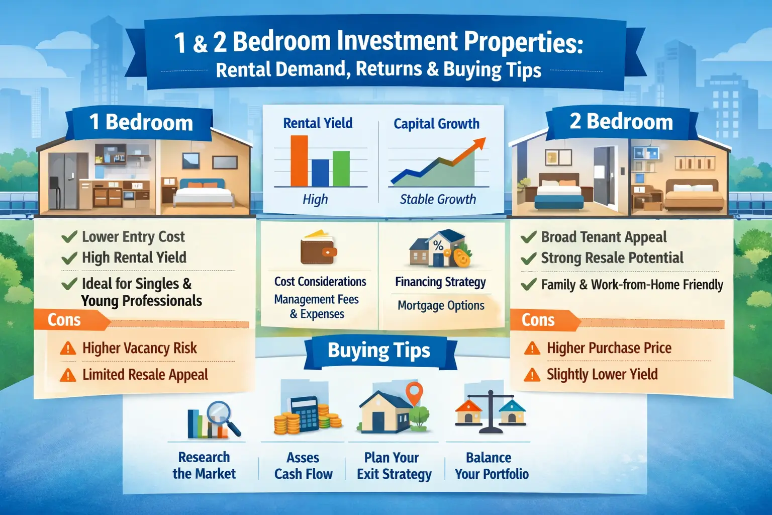 Investment Property 1 or 2 Bedroom. Rental Demand, Returns, and Buying Tips